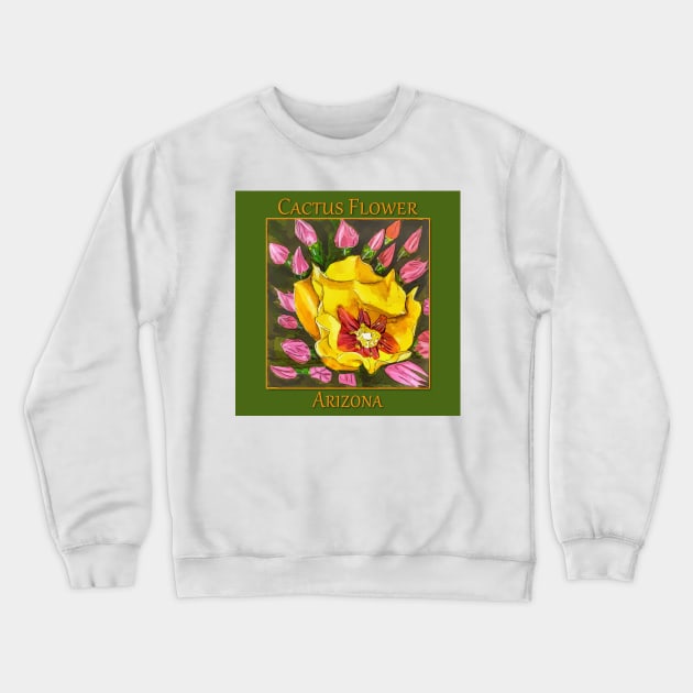 Yellow cactus flower from the state of Arizona Crewneck Sweatshirt by WelshDesigns